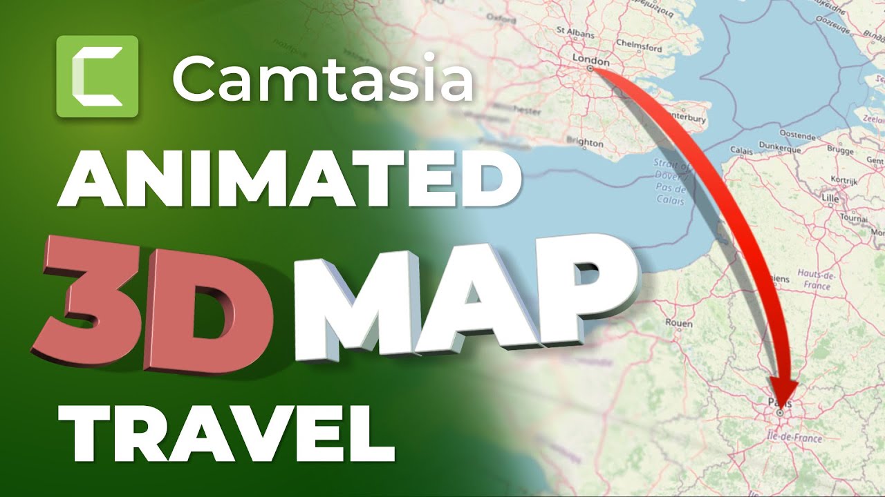 Animated Travel Map in 3D with Arrow in Camtasia | Advanced Tutorial