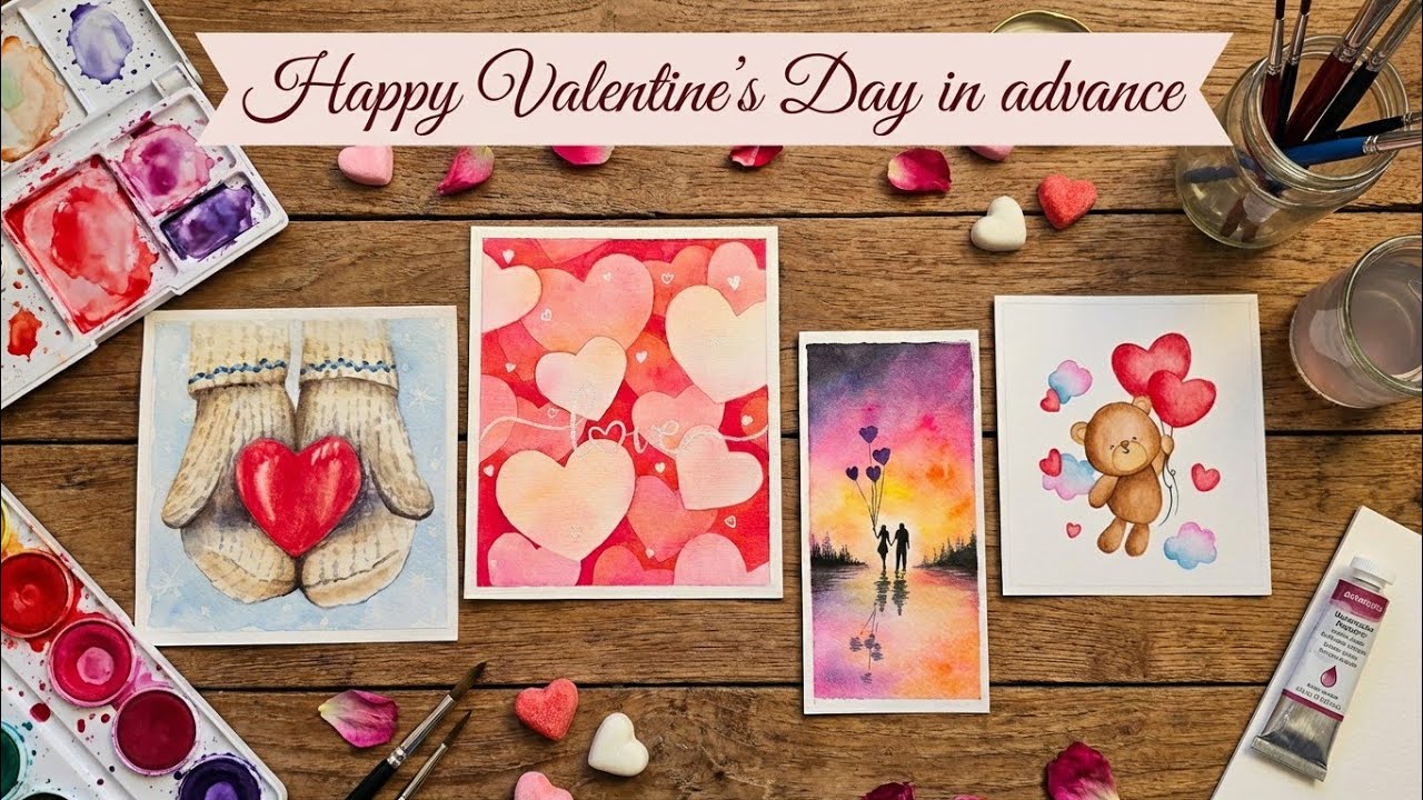 Valentine's Day Gift/Make a Valentine's Day Greeting Card with Watercolor🎨