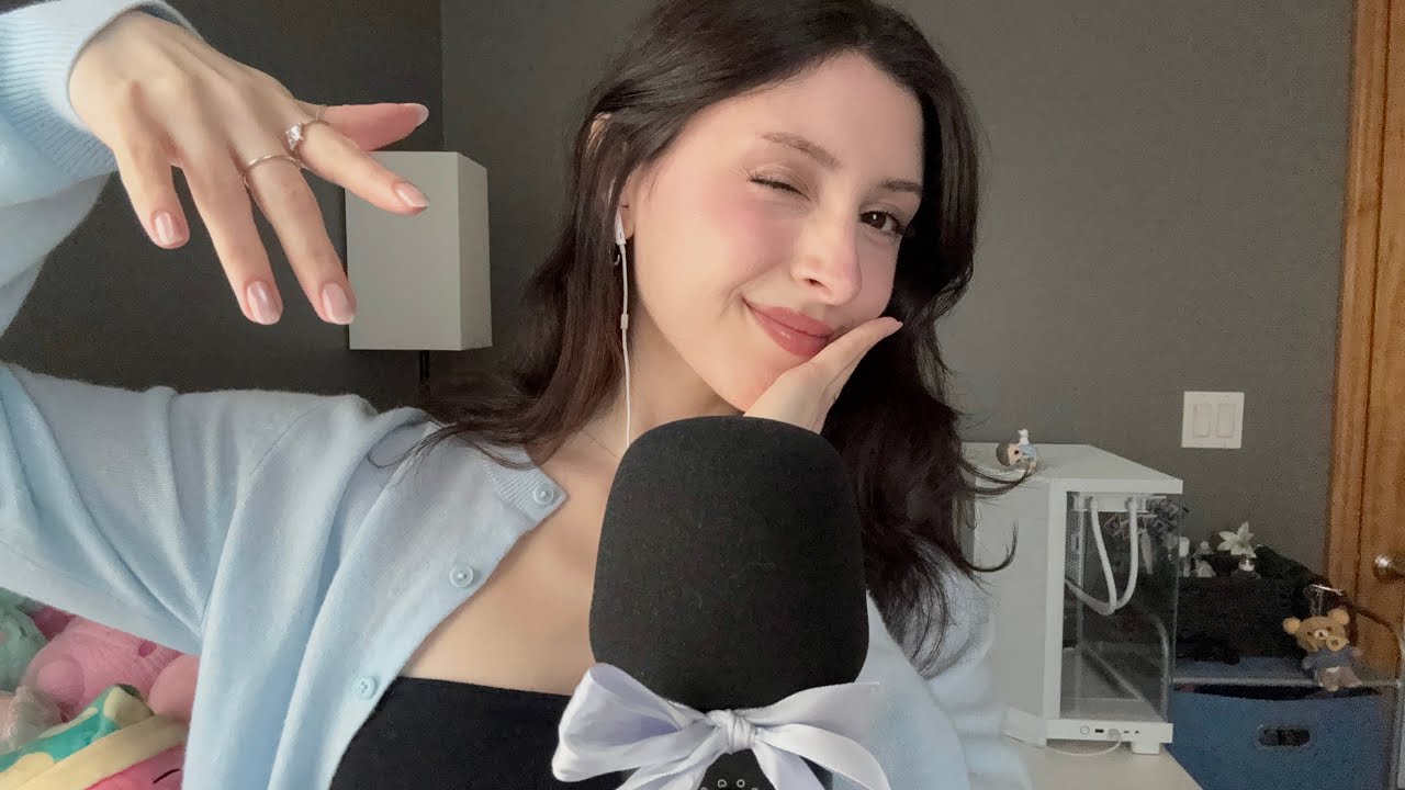 ASMR relaxing hand movements & hand sounds ❤︎₊ ⊹ brushing you, whispers, lofi ~