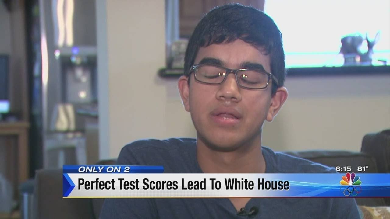 Perfect test scores lead student to White House