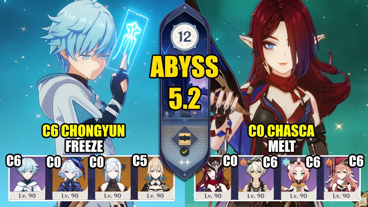 C6 Chongyun Freeze & C0 Chasca Melt | Spiral Abyss 5.2 | Genshin Impact 【原神】