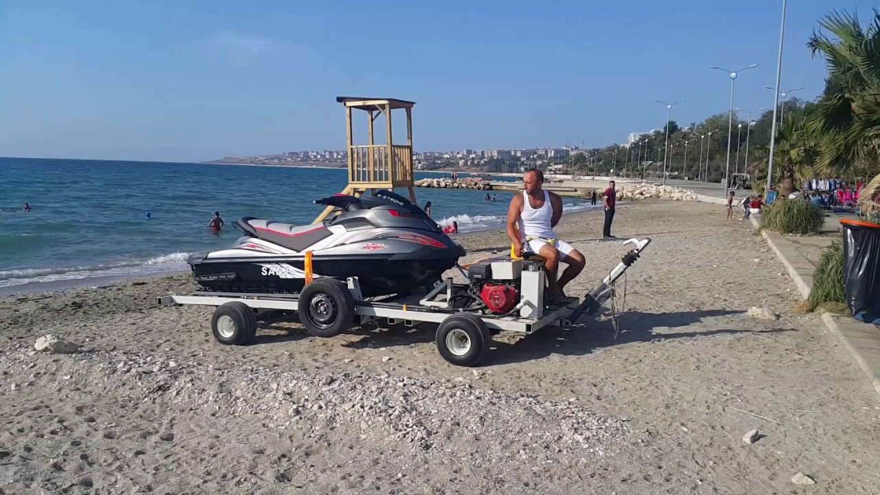 jetski arabası (hidrojet motor).Jetski transporter with hydrojet motor/double usage way.