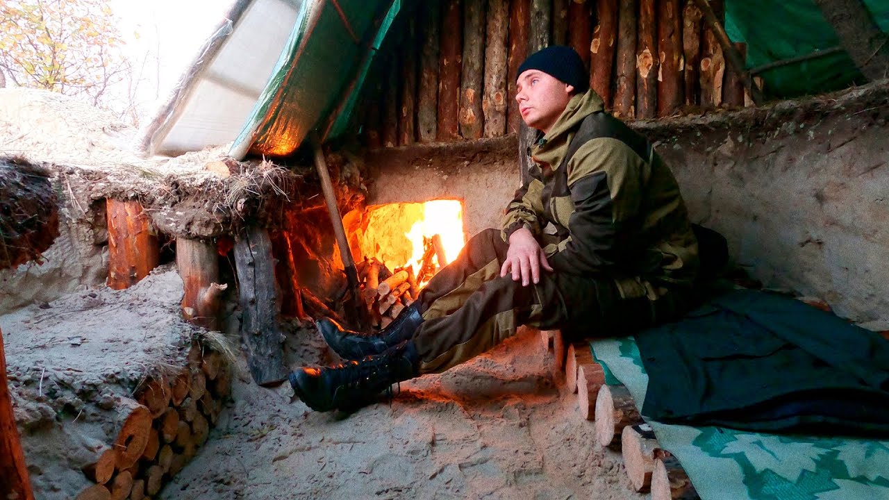 7 days of survival in the wild forest, building a complete and warm bushcraft shelter