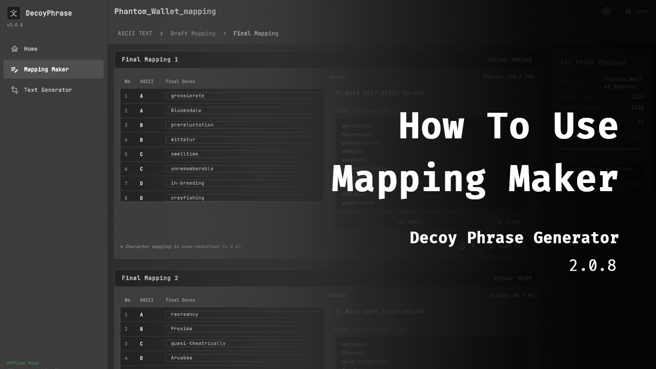 How to Use Mapping Maker | Decoy Phrase Generator 2.0.8