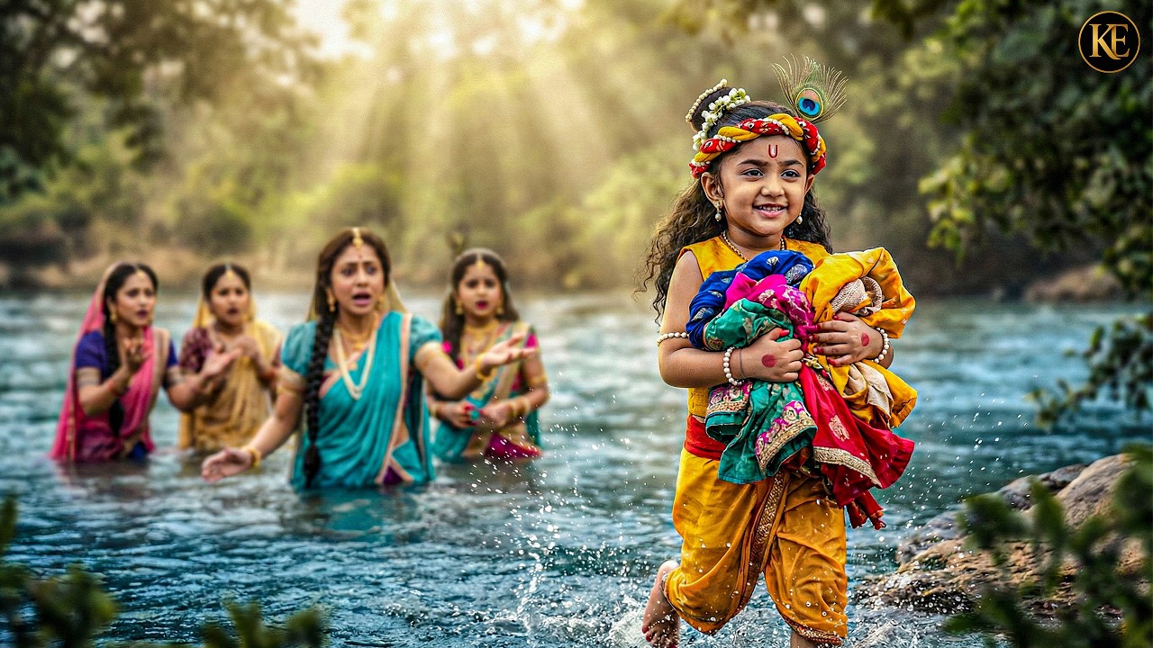 बाल कान्हा ने नहाते हुए गोपियों के वस्त लेकर भागे || यशोमती मईया के नंदलाला || Shree Krishan leela