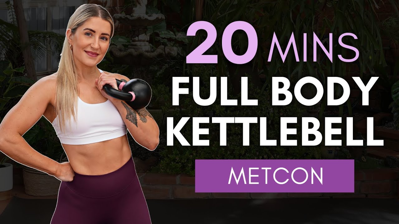 20 Min KNEE FRIENDLY Full Body Kettlebell METCON workout | Including Warm Up