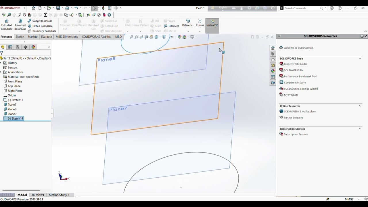SolidWorks : plane. 
