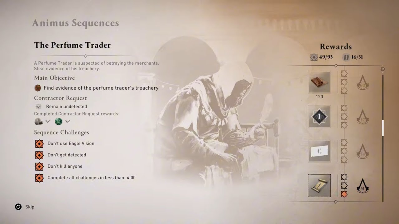 AC Mirage: The Perfume Trader Animus Sequences Challenges