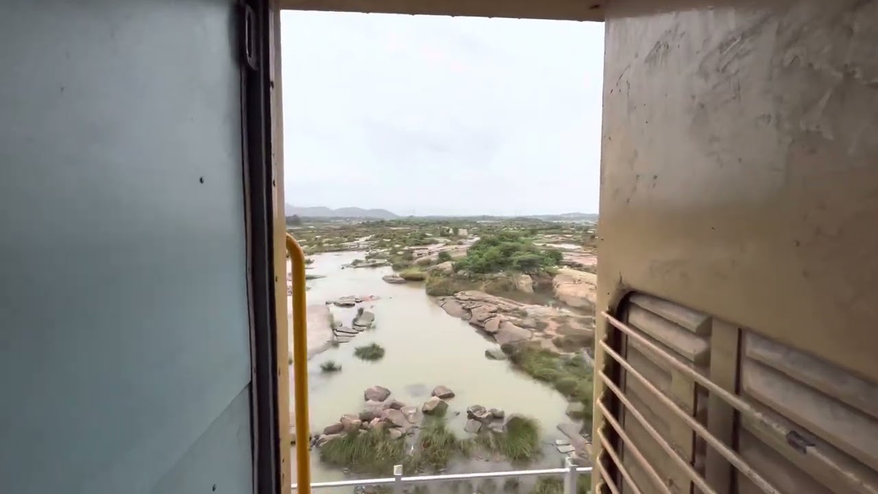 View from train crossing river of munirabad
