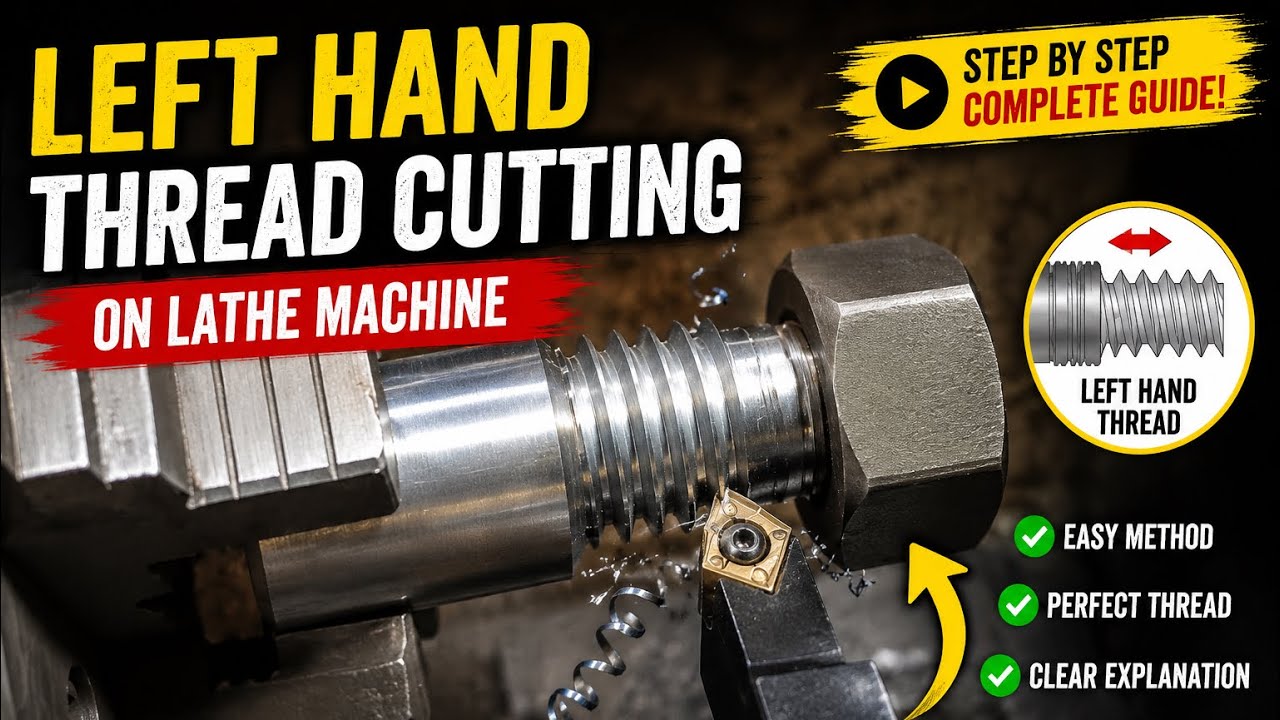Left hand thread cutting on lathe machine !!#skills #tips