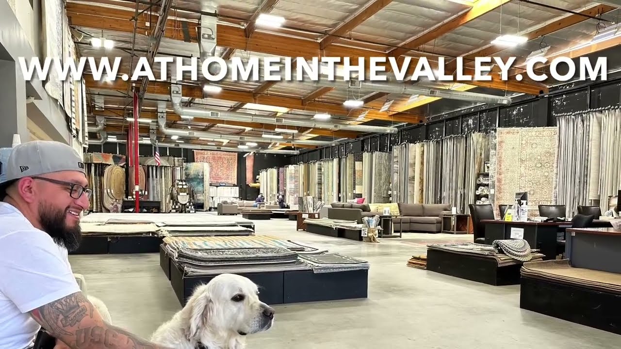 A warehouse full of rugs- At Home in the Valley &ldquo;Modern Rugs Video Spring 2023&rdquo;