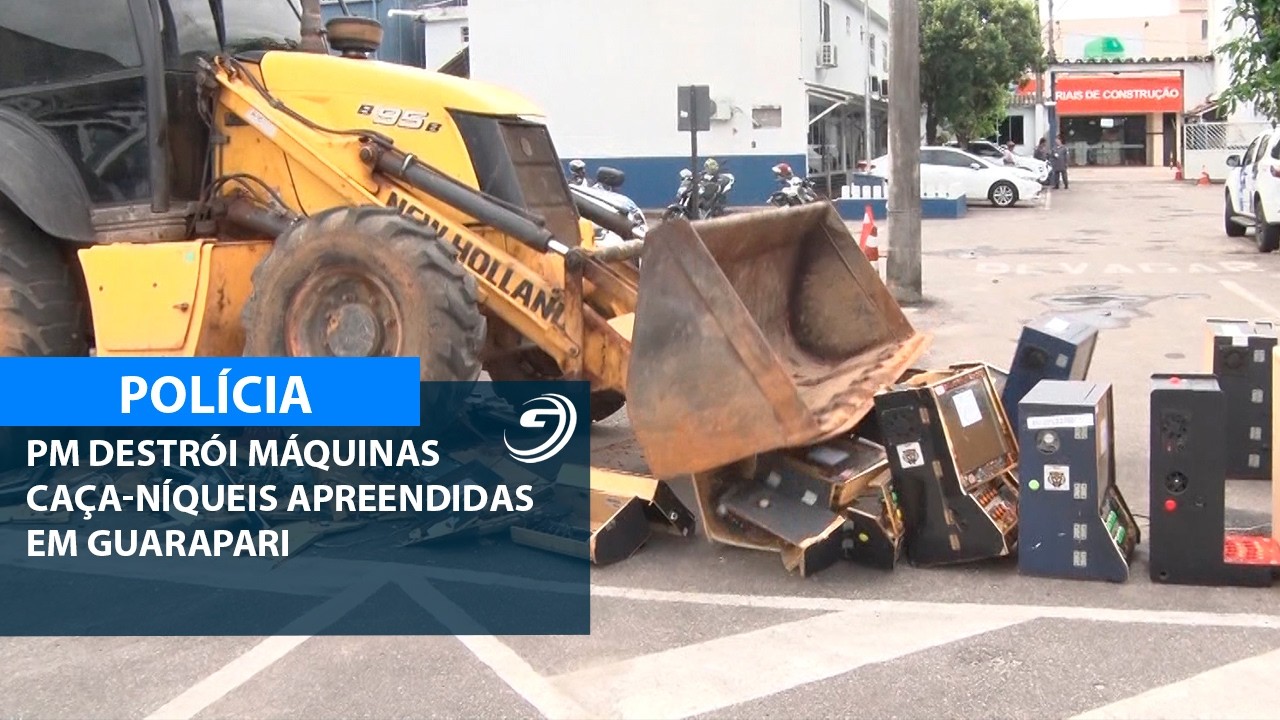 PM DESTRÓI MÁQUINAS CAÇA NÍQUEIS APREENDIDAS EM GUARAPARI