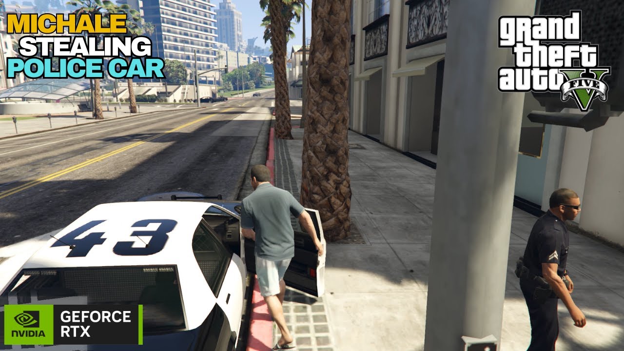 MICHALE STEALING POLICE CAR | GTA V GAMEPLY