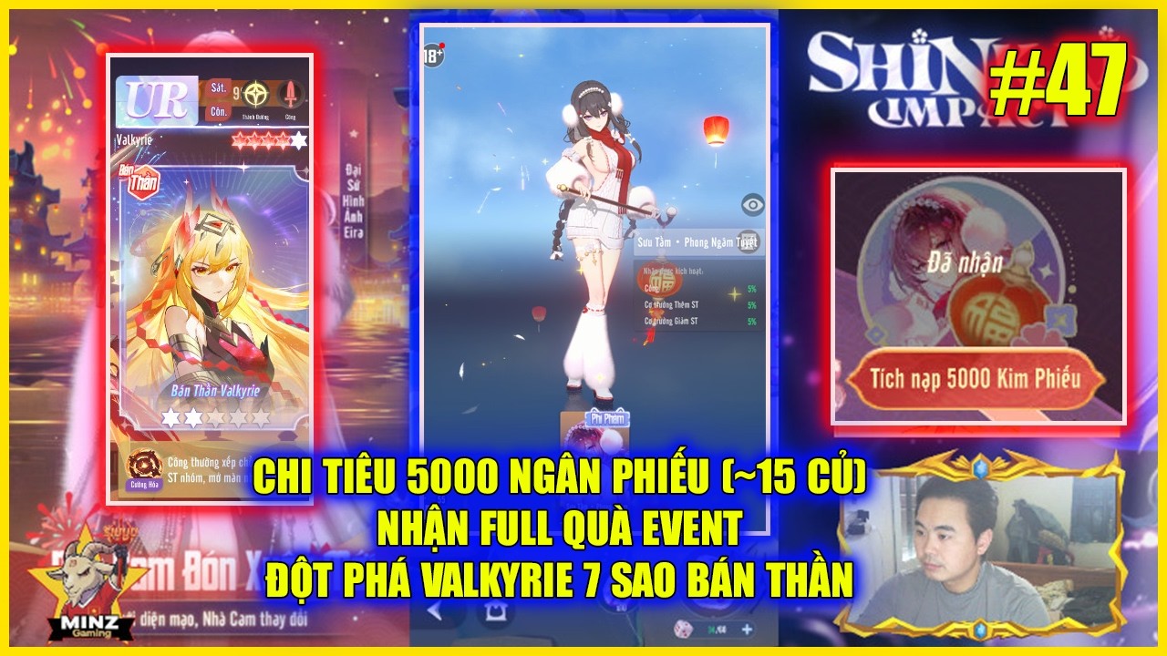 🔥 SHINKAI IMPACT #47: TIÊU 5000 NGÂN PHIẾU (~15 CỦ) NHẬN FULL  EVENT - Up VALKYRIE 7 SAO BÁN THẦN 💥