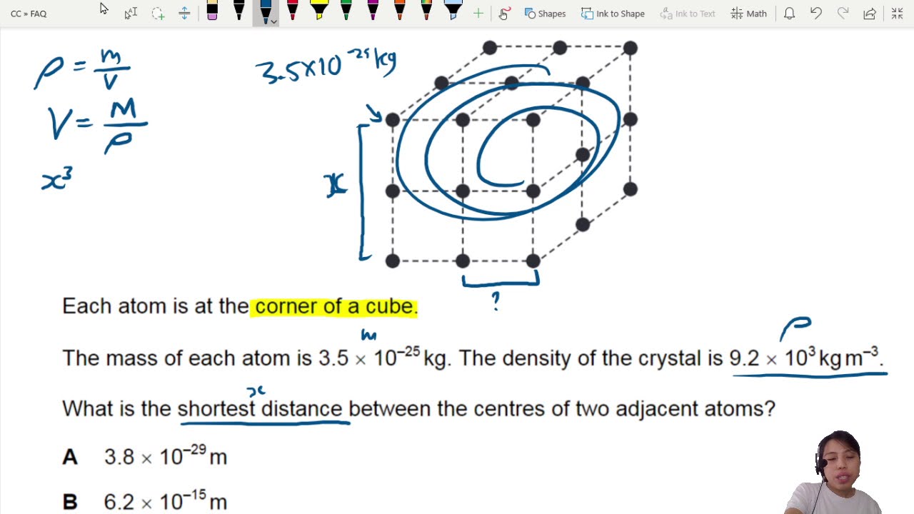 MJ19 P12 Q2 Distance Between Atoms in Crystal | AS | Cambridge A Level 9702 Physics (MJ12 P12 Q22)