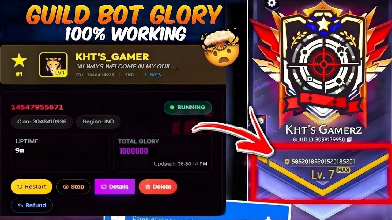 Сайт бота для гильдии Glory раскрыт 🤯 || Бот для Free Fire Glory 🔥😱 | KHT'S GAMERZ