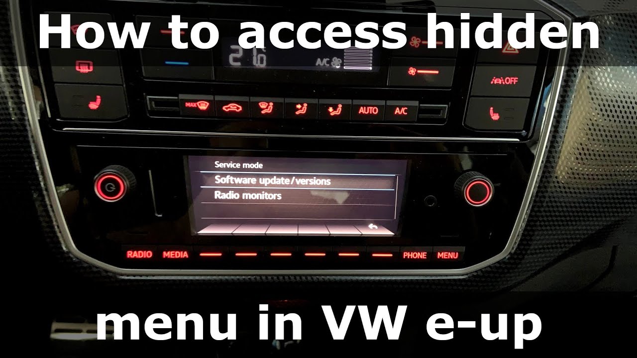 How to access hidden menu in central console on Volkswagen e-up