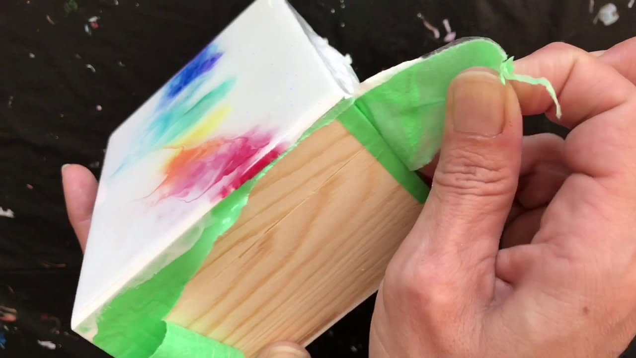 (110)Acrylic Pouring - Fixing Seepage on Wood Boxes