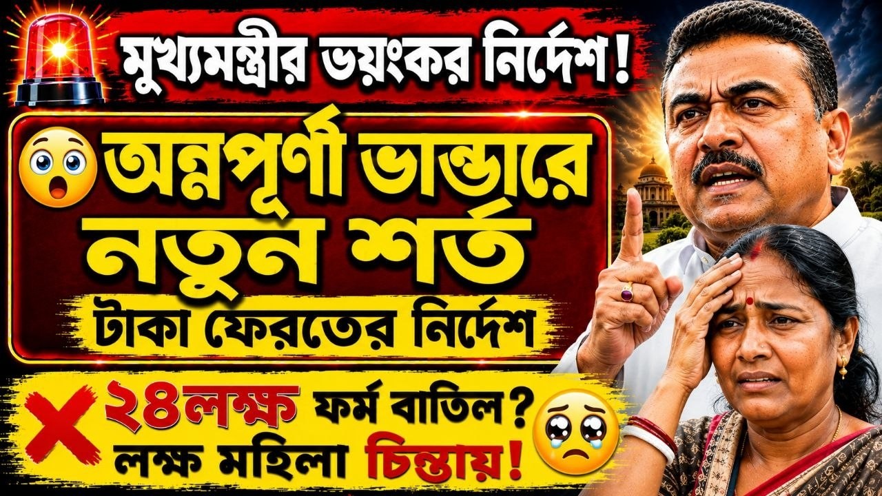 🚨অন্নপূর্ণা ভাণ্ডারে বড় সিদ্ধান্ত! যোগ্যতার নতুন শর্ত ! টাকা ফেরতের নির্দেশ?অফিসিয়াল নির্দেশ জানুন