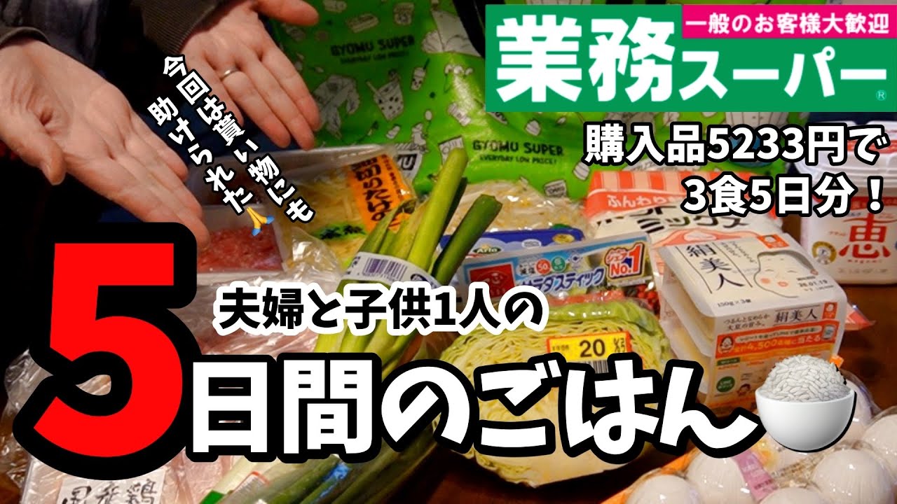 【５日間の献立】家族大満足の節約ご飯♪物価高に負けないぞ！我が家のリアルな５日間3食の記録【業務スーパー購入品/節約/おうちごはん/自炊/2歳のご飯/音声あり】