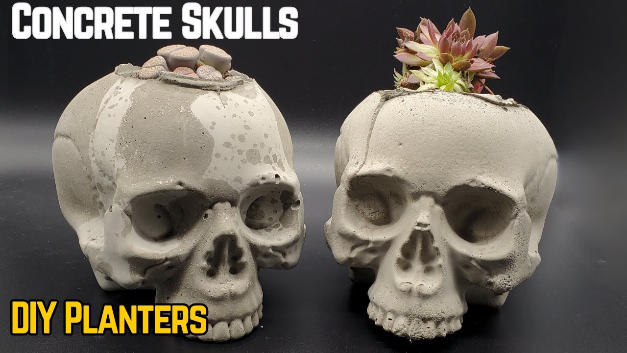 DIY Concrete Skull Planters | Reusable Mold Tutorial for Dark Fantasy Decor