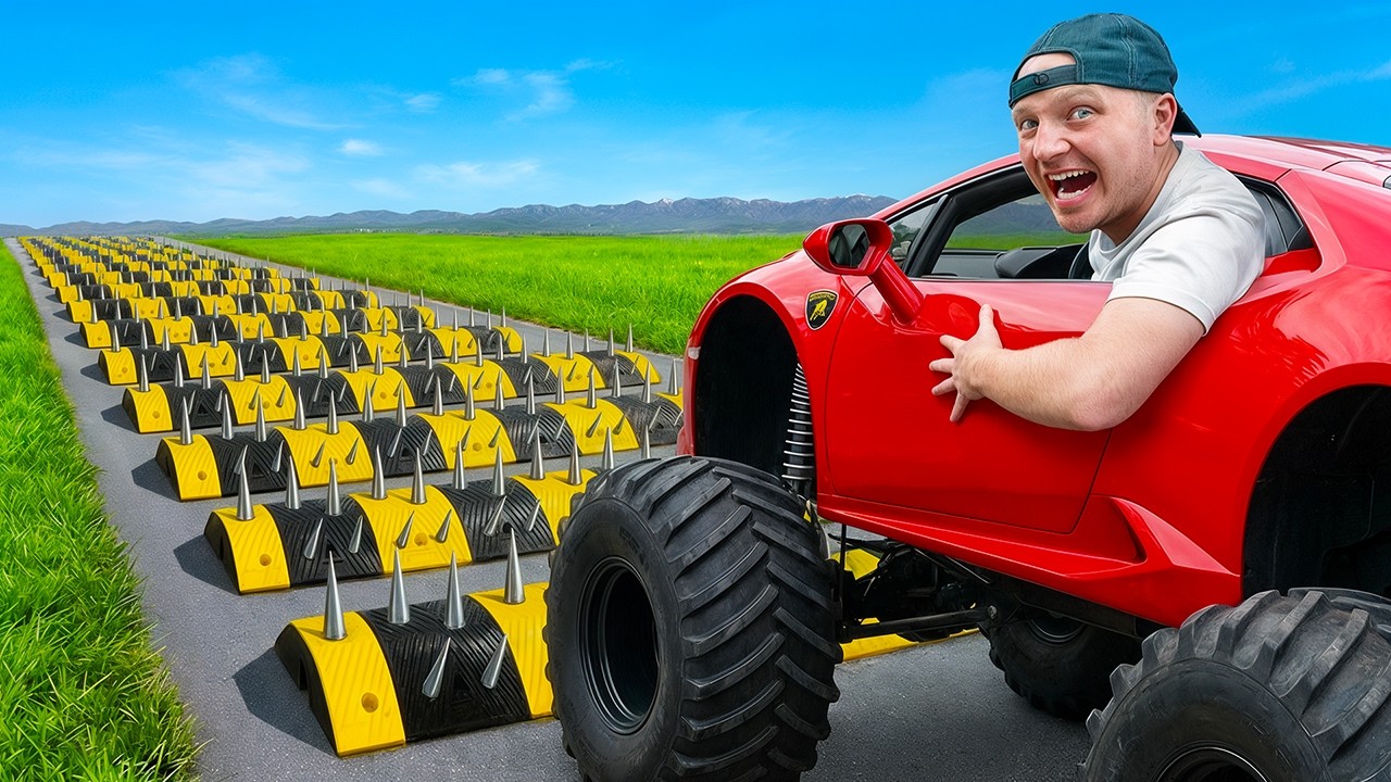 School Bus vs 1,000 Speed Bumps