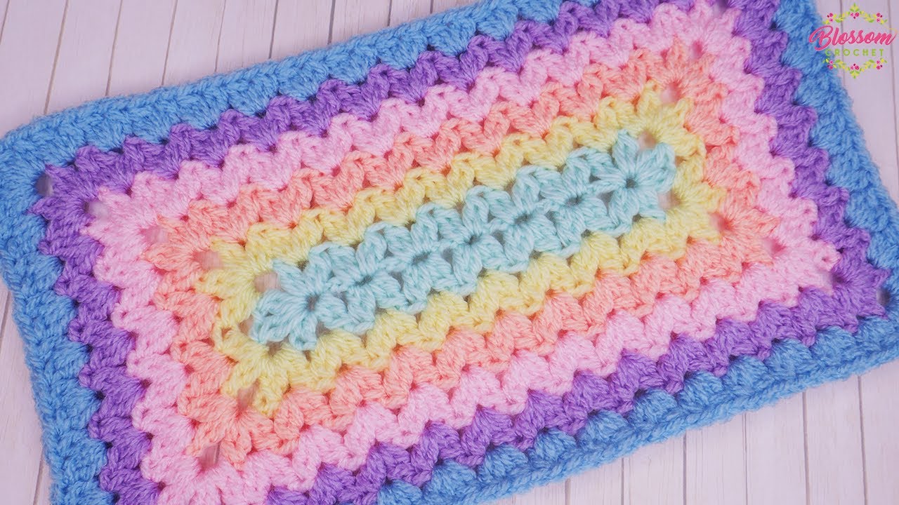 Absolutely Beautiful Crochet Blanket - small motifs or large blankets! Cluster V Stitch In The Round