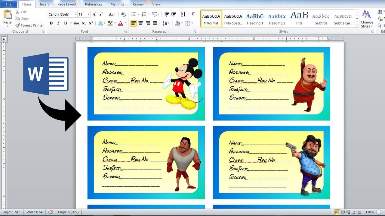 How to make Printable Notebook Sticker Design in Microsoft word (Ms word)