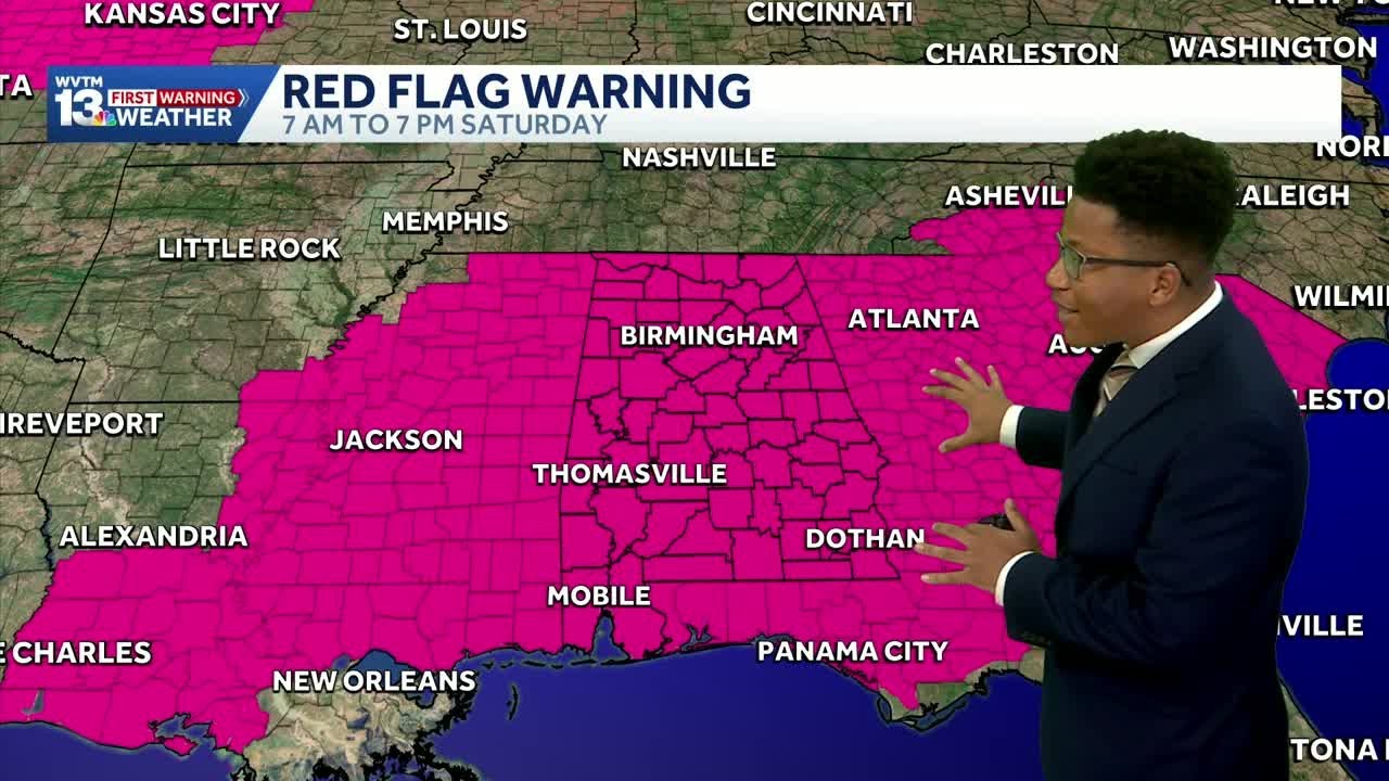 Red Flag Warning: Alabama's weather forecast starts w/ cooler mornings & warm days, storms midweek