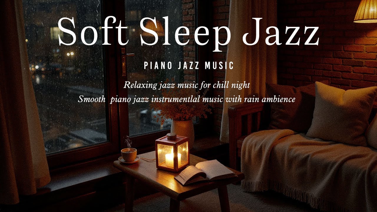 Soft Room Jazz and Peaceful Sleep - Late night by the window rain falling vs slow piano jazz sounds