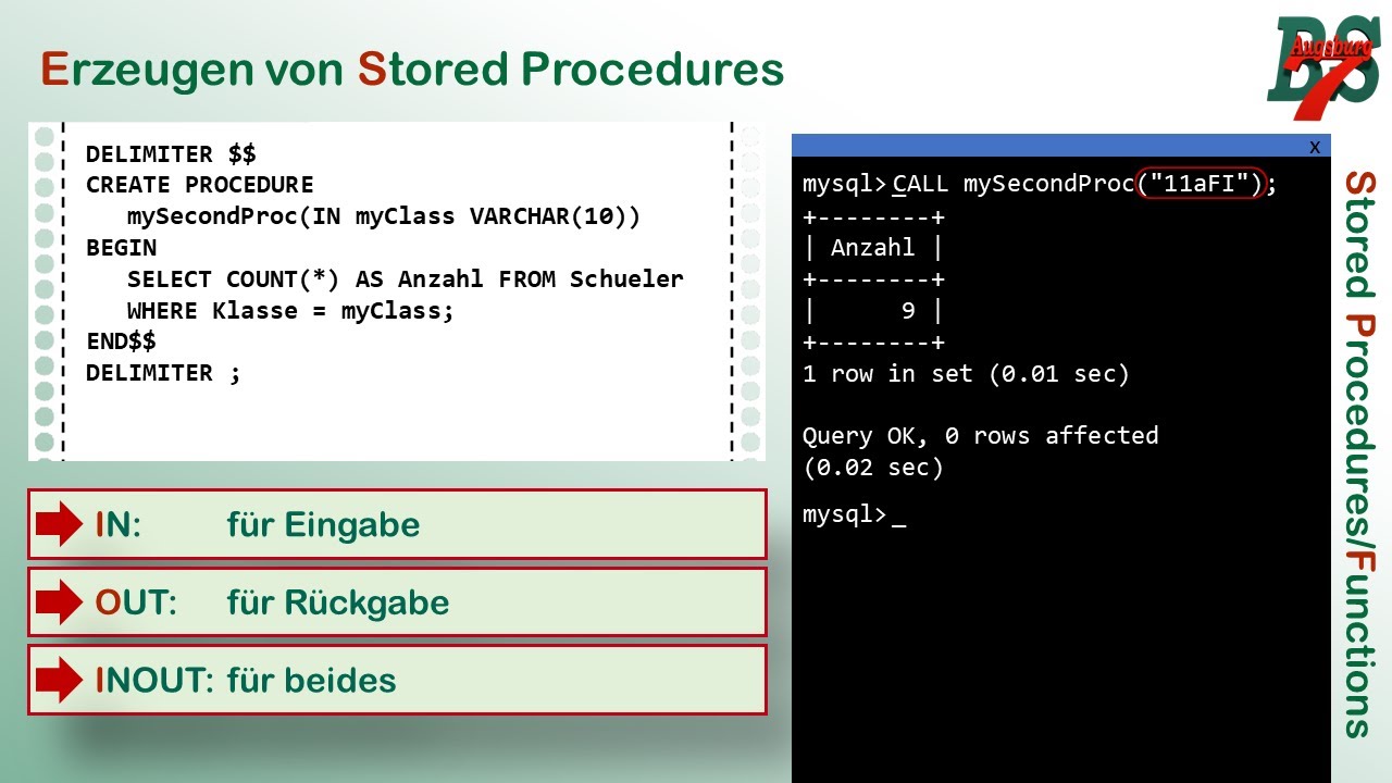 Stored Procedures und Functions in MySQL