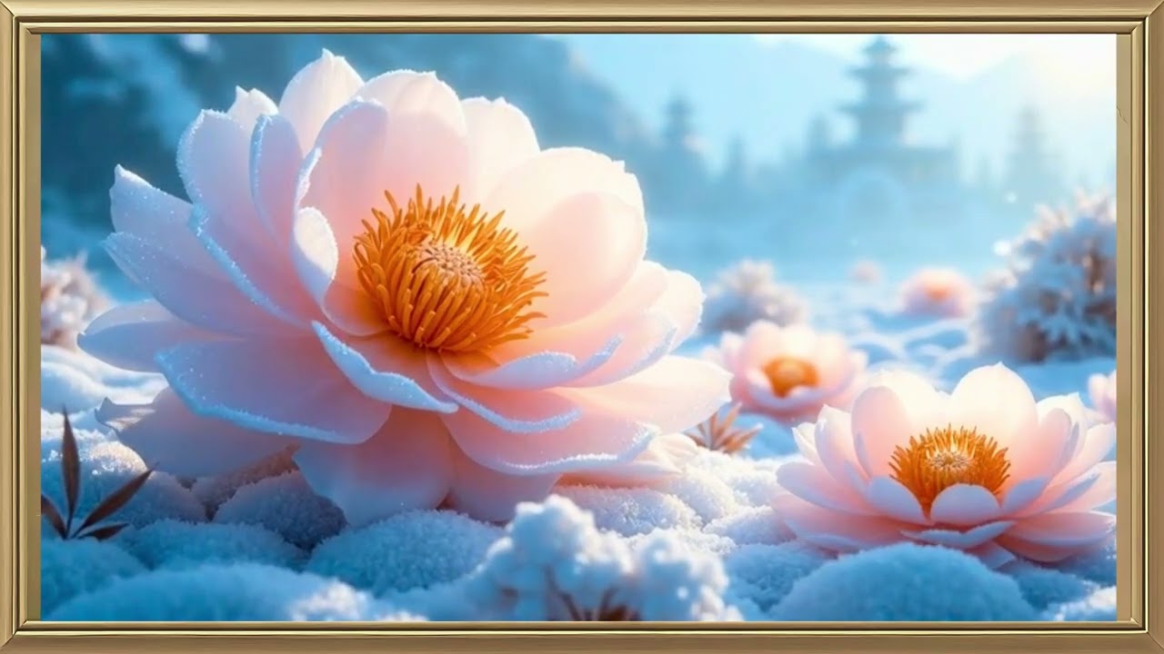Animated Frozen Peony Kingdom | Winter Feng Shui TV Art for Calm & Wealth [4K UHD]