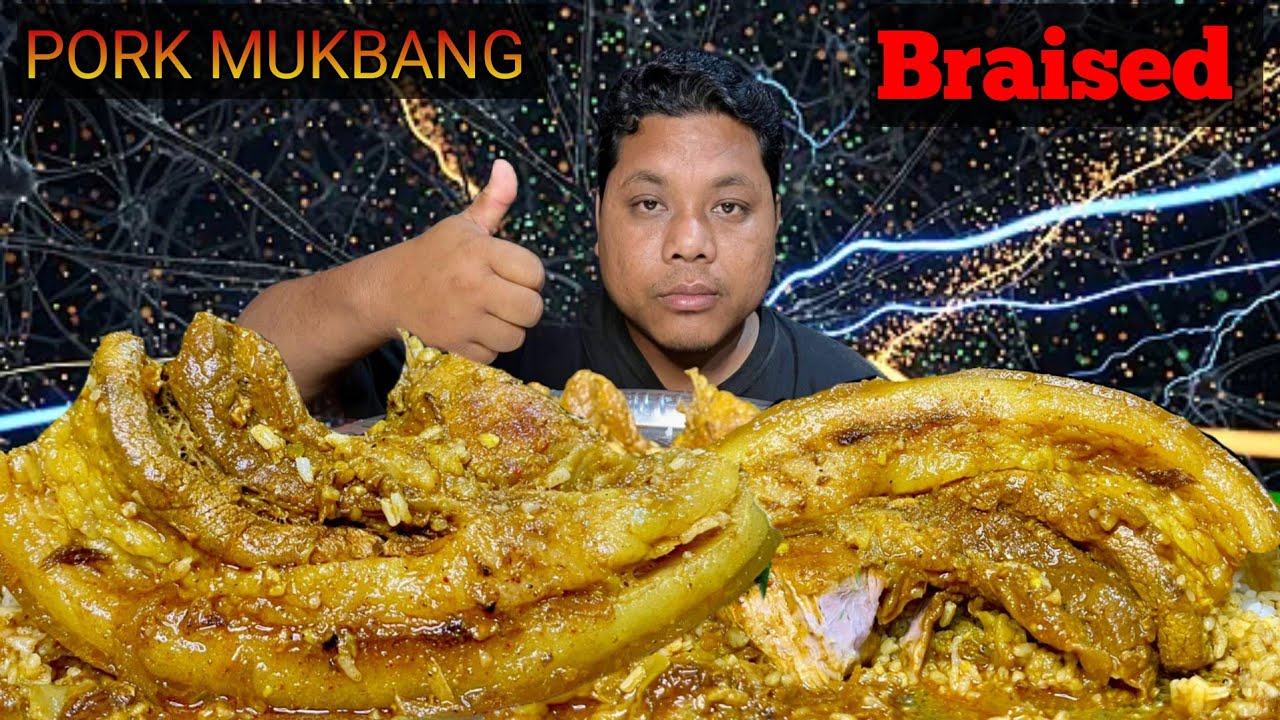 PORK MUKBANG|| BRAISED PORK BELLY CURRY AND RICE GREEN CHILLI | ASMR EATING SHOW |