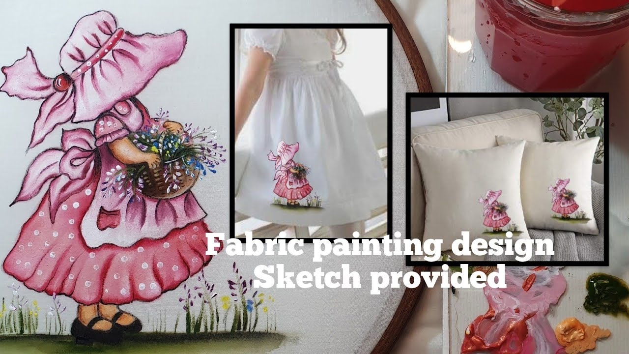 Fabric painting design for kids wear ( Frock, skirt) | Cushion cover etc