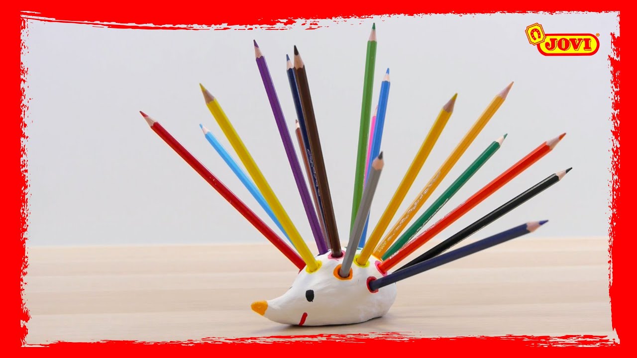 DIY Hedgehog Pencil Holder with Jovi Air Dry Clay
