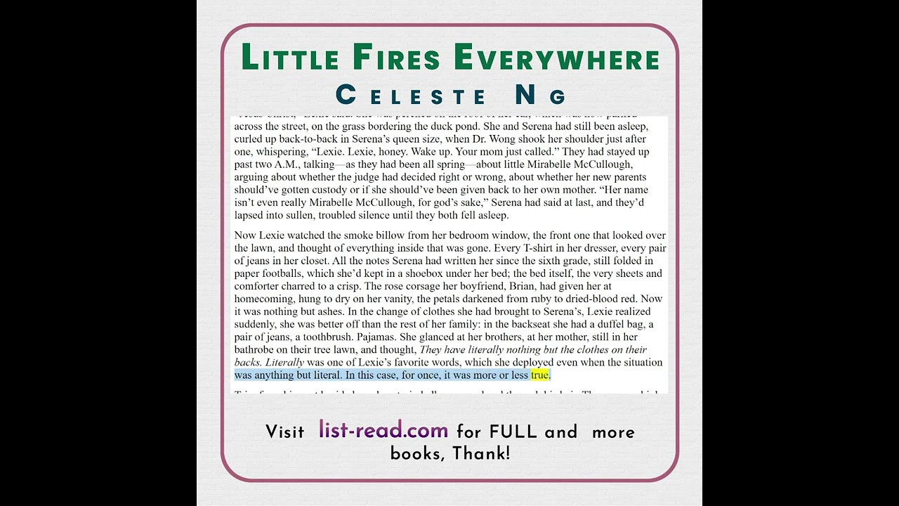 Full free Little Fires Everywhere by Celeste Ng audiobook learning english