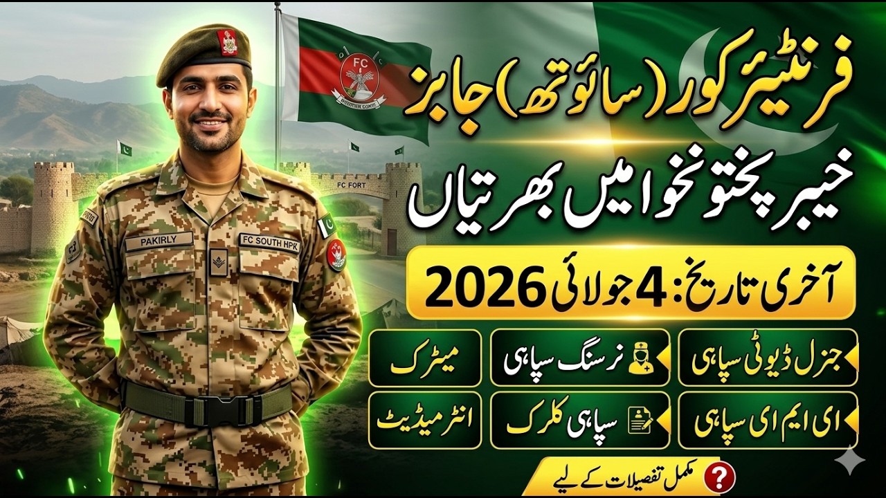 Frontier Corps South Jobs 2026 | FC South KPK New Recruitment | Jobs in Pakistan Army 2026