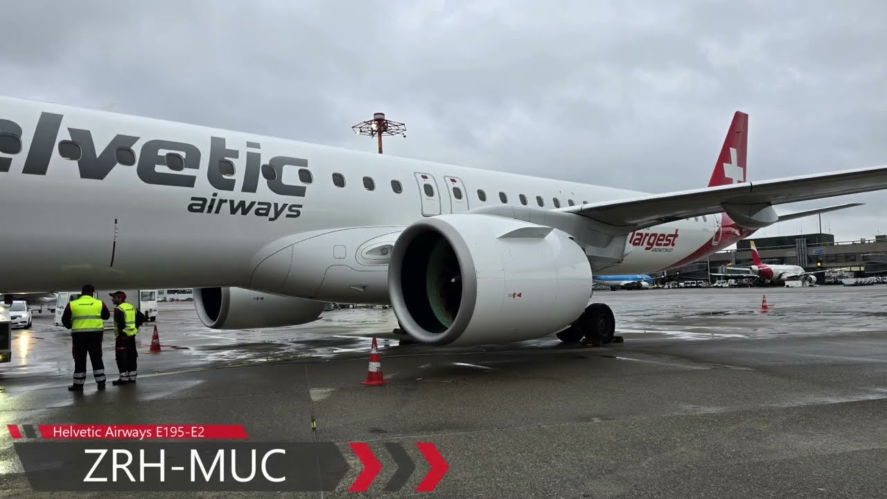[FLIGHT TAKEOFF] Helvetic E195-E2 - Wet Morning Takeoff from Zurich to Munich
