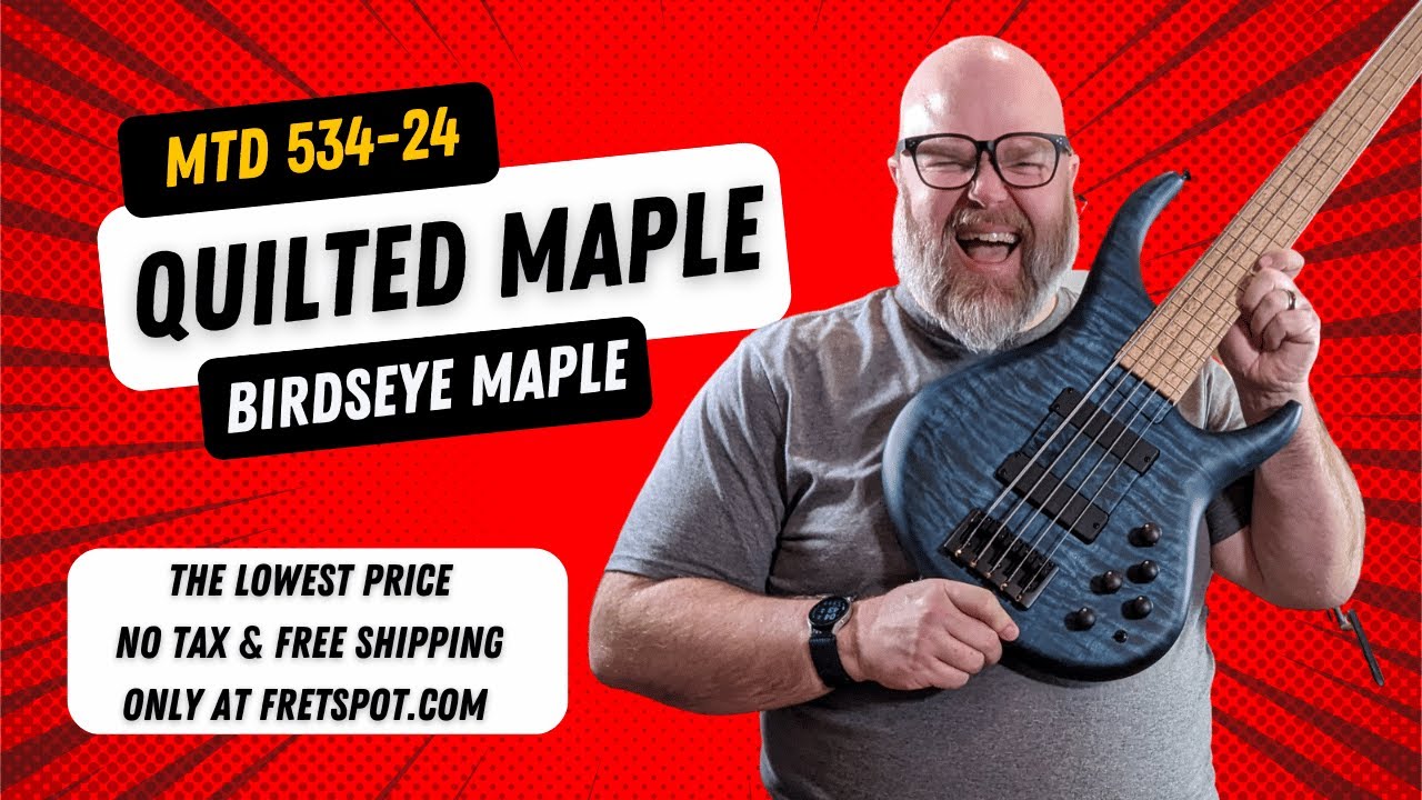 MTD 534-24: Blue Quilted Maple top, Birdseye Maple fingerboard, 17mm spacing