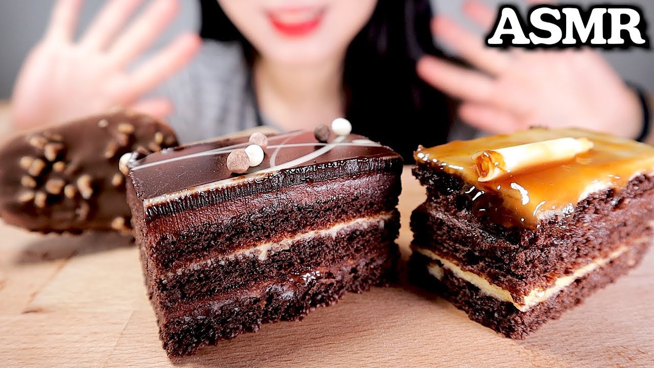 ASMR Chocolate Fudge Cake & Almond Chocolate Ice-cream 초콜렛 퍼지 케이크 & 아몬드 초콜렛 아이스크림
