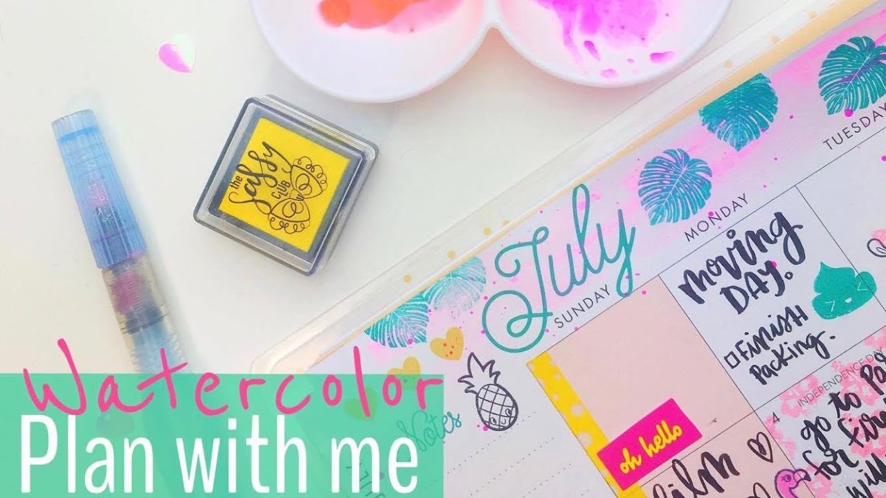 Plan with me | Watercolors & Stamping| Happy planner