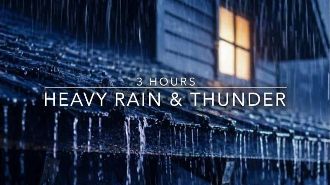 No Ads | 3 Hours Heavy Rain Sounds at Night – Sleep, Study, Relax | Ambient Noise Rainstorm