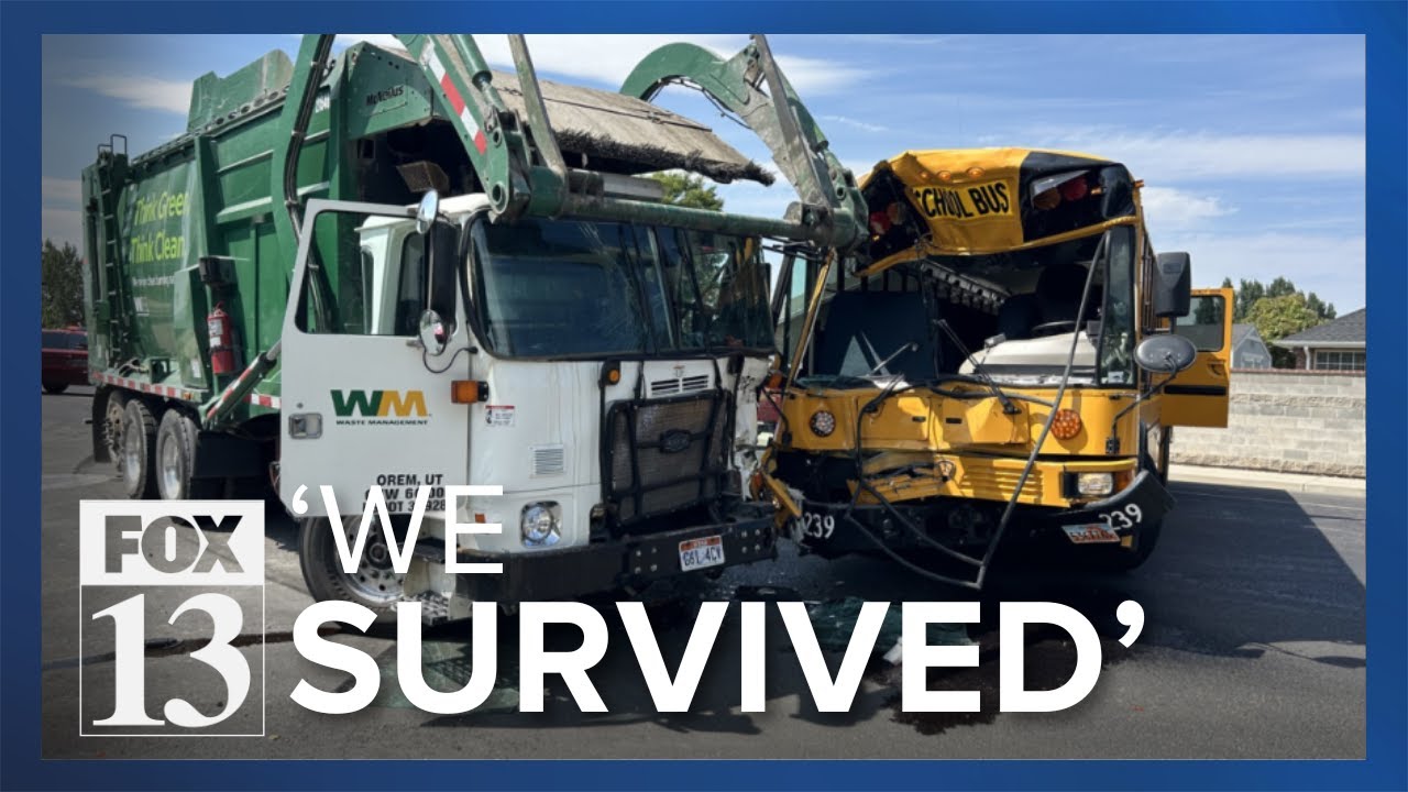 Students injured after school bus collides with garbage truck in Spanish Fork