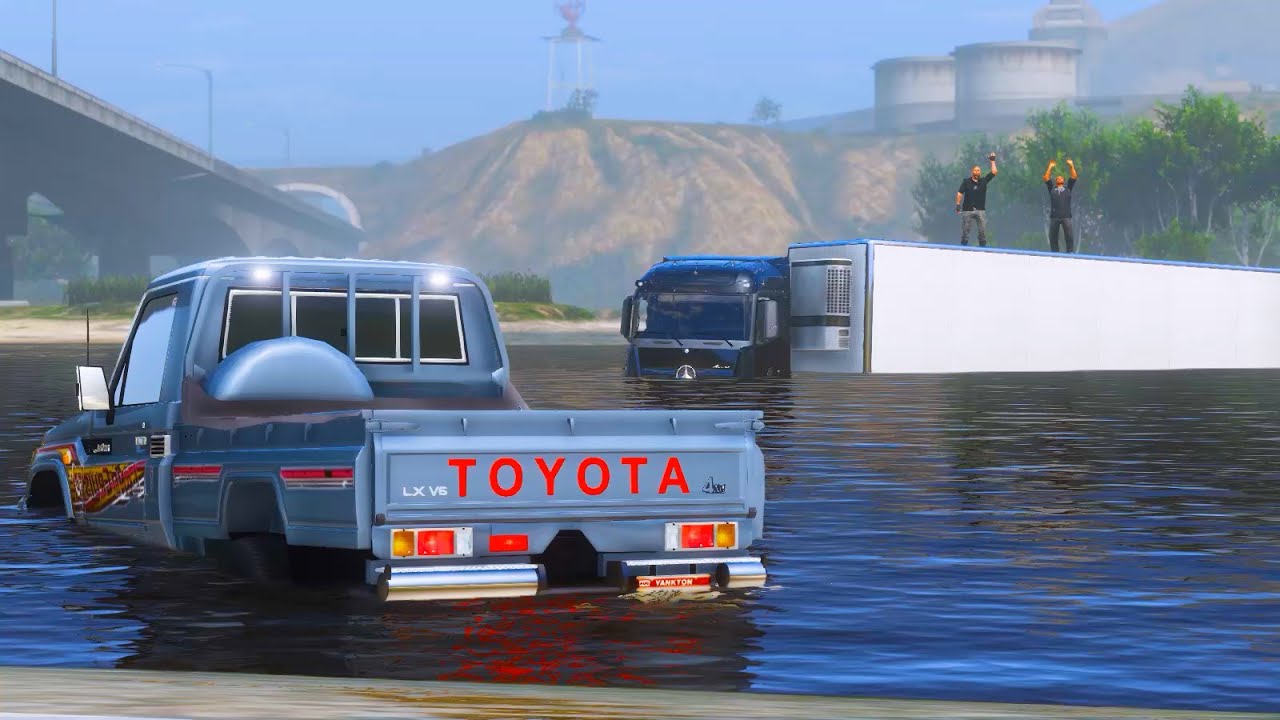قراند 5|فزعه راعي الشاص لسحب قاطرة الشاحنة التي غرقت في السيل والوزير يكرمه |GTA 5 GTAV |فلم قراند5