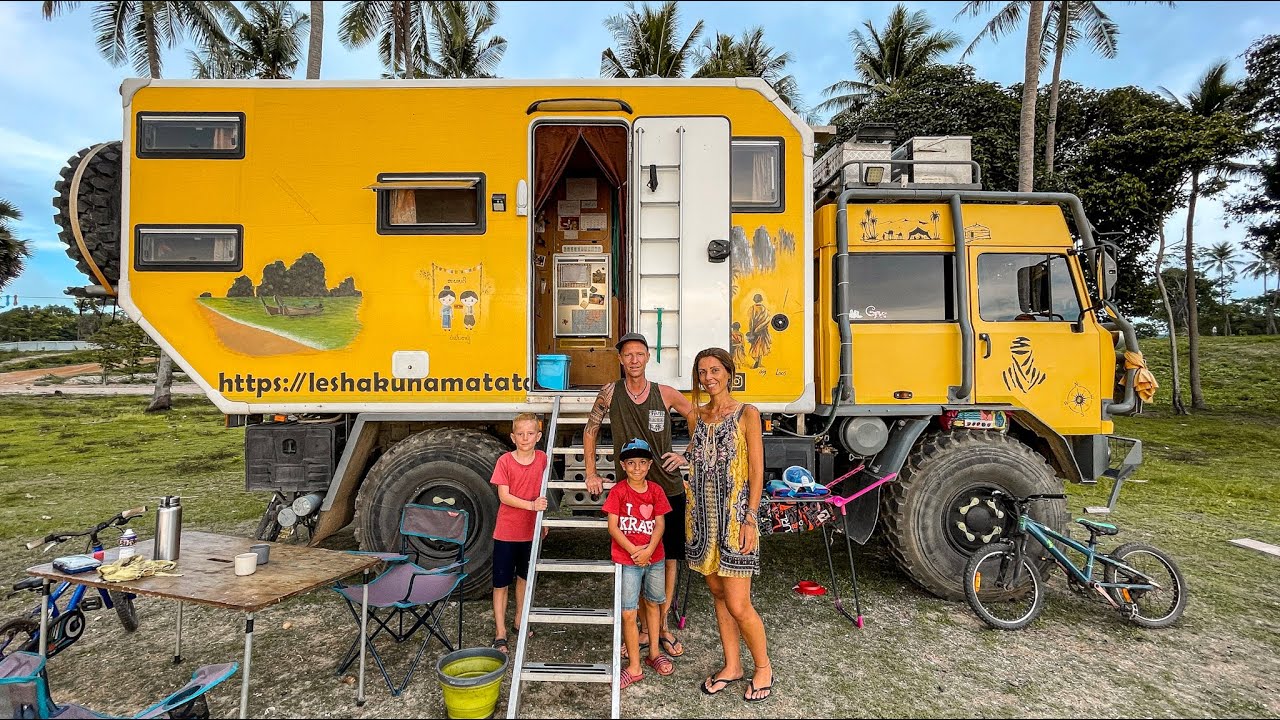 Old military truck converted into a stunning camper. Hakuna Matata family full-time van life.