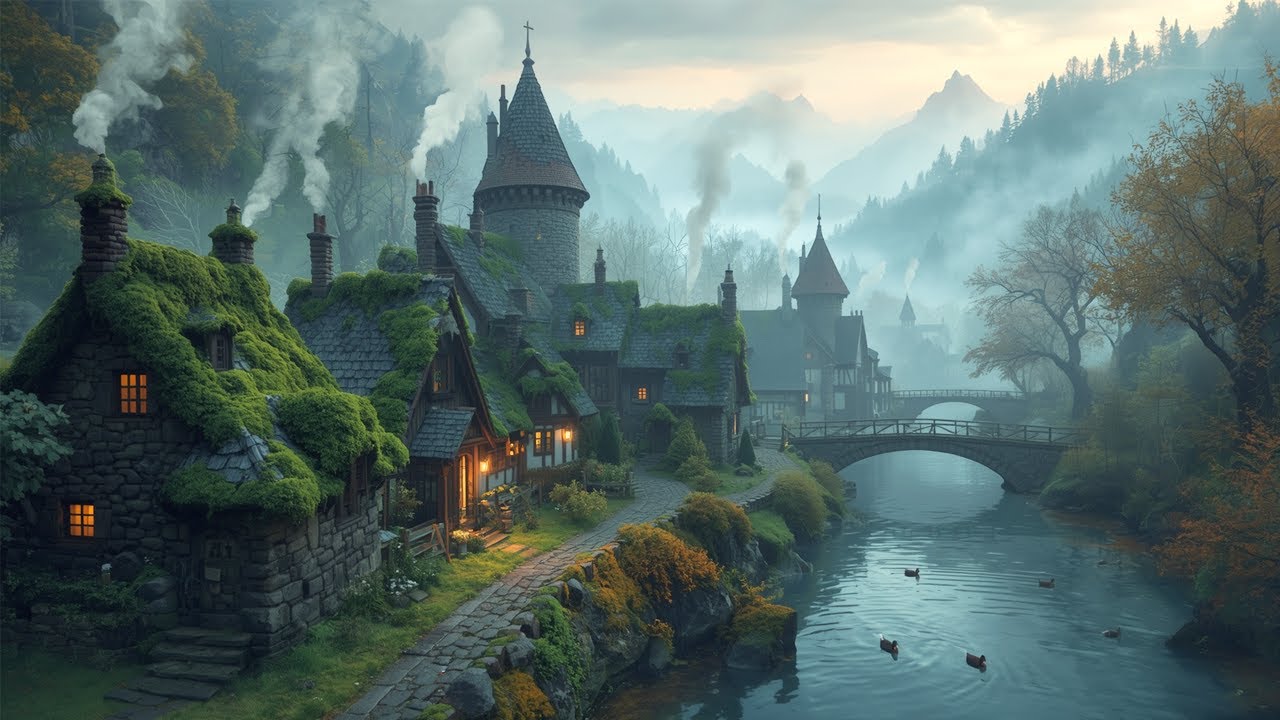 Mystical Autumn Village Sounds | Calm Celtic Study Music