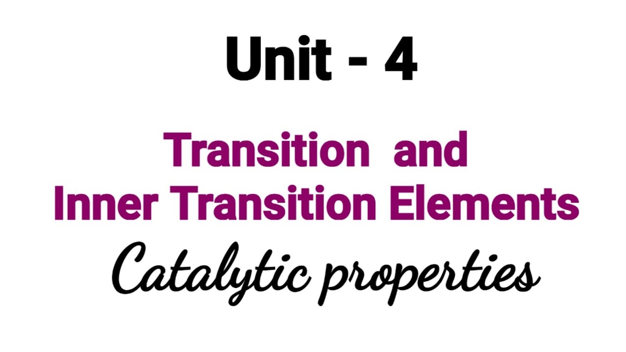 Catalytic properties| Transition and Inner Transition Elements | TN 12th Chemistry | Unit4