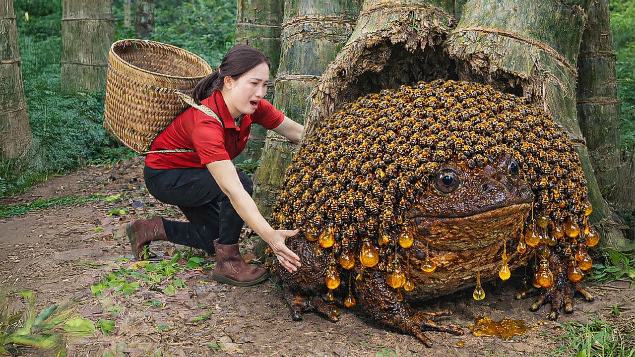 Harvesting Wild Honey Frogs by the Stream, Facing Deadly Giant Pythons | Jungle Survival