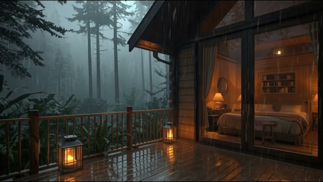 1 Best Rain and Calming Rain Sound Surrounding a Cozy Forest Cabin with Pure Rain Faling for Deep Re