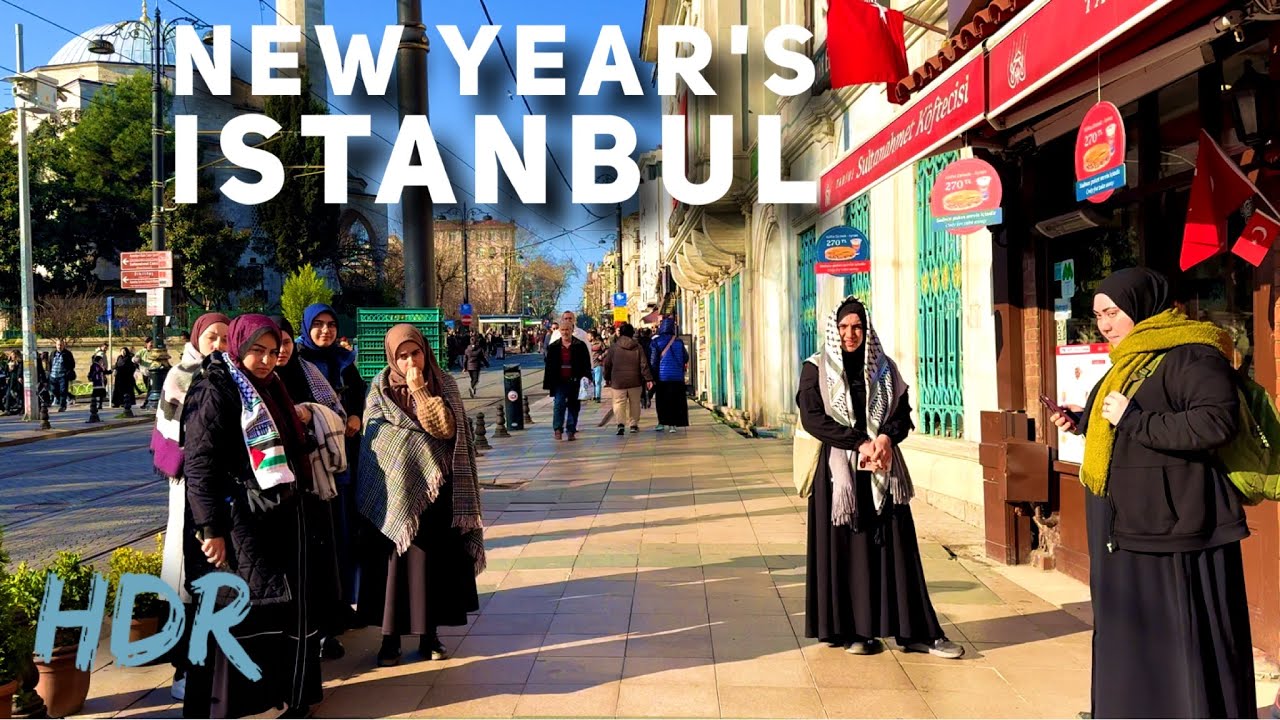🇹🇷 Новогодний Стамбул. 🎄Прогулка по городу [4K] HDR  / 1 января 2025 / 10°C Турция
